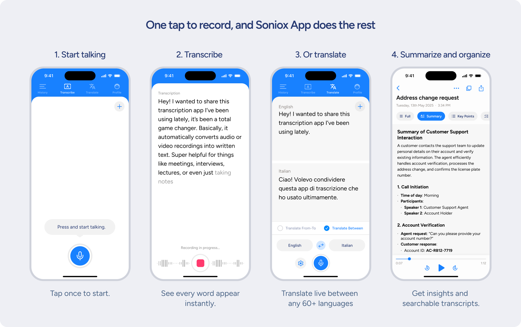 Soniox App usage example
